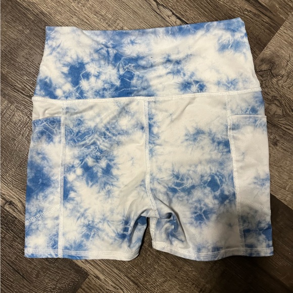 Blue and white high rise biker shorts from Elevation and Creation - Picture 2 of 3